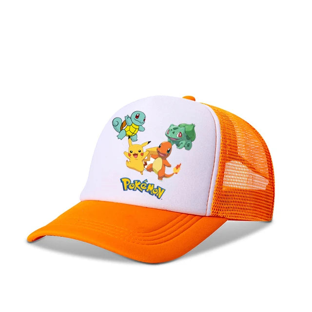 New Anime Pokemon Pikachu Baseball Caps Kid's Summer Mesh Hats Charmander Venusaur Mewtwo Hip Hop Hat Sports Snapback Cap Toys