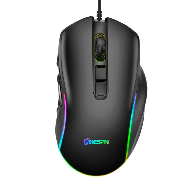 Mouse cablato da gaming e ufficio 7200 DPI con retroilluminazione RGB, 6 livelli DPI regolabili, 10 pulsanti programmabili e pulsante per tornare al desktop