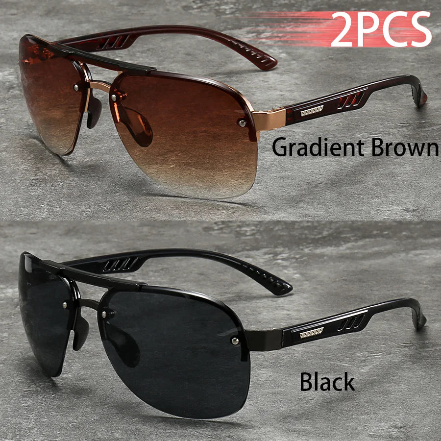 2PCS Fashion Luxury Gradient Lens  Men Women OutdoorSunglasses for Running Mountaineering Driving Fishing Travel MTB Eyewear