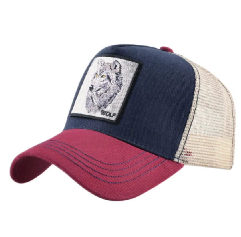 Wolf Patch Embroidery Mesh Baseball Cap Adjustable Fashion Hip Hop Trucker Men Women Outdoor Breathable Visor Snapback Hat Gift