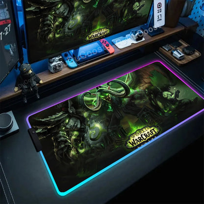 RGB Mouse Pad Game World Of Warcraft Large Table Pad Computer Accessories XXL Laptop Antislip Keyboard Pad LED Backlight Deskmat