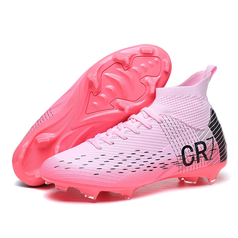 Chaussures de football professionnelles pour hommes/femmes, antidérapantes, à crampons FG, respirantes, chaussures d'entraînement à tige haute