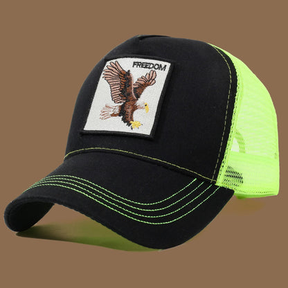 Gorra de camionero unisex con águila bordada y aplique: ideal para el día a día, para hacer deporte y como protección solar