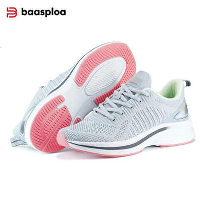 Baasploa Women Sport Shoes Comfort Lightweight Running Shoes for Women Mesh Breathable Casual Sneakers White Walking Sneakers