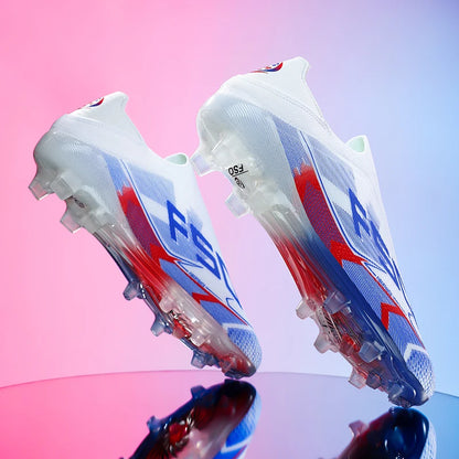Nouvelles chaussures de football pour hommes, modèle tendance, de haute qualité, mi-hautes, légères, antidérapantes, crampons d'extérieur pour l'entraînement sur gazon.