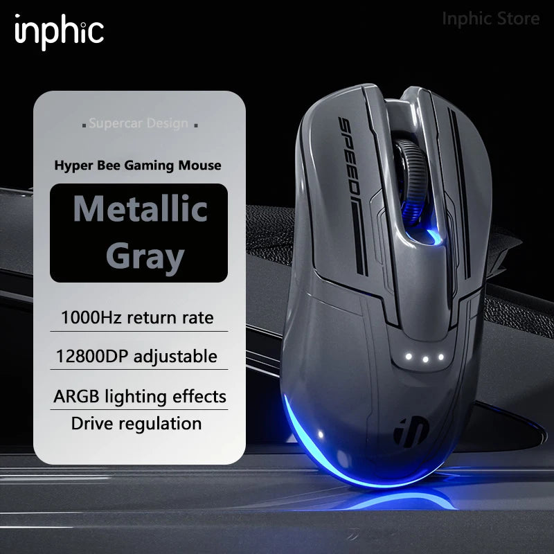 INPHIC Super Racing Car Series kabellose Bluetooth-Gaming-Maus 500mA mit Akkustandsanzeige und anpassbaren Lichteffekten