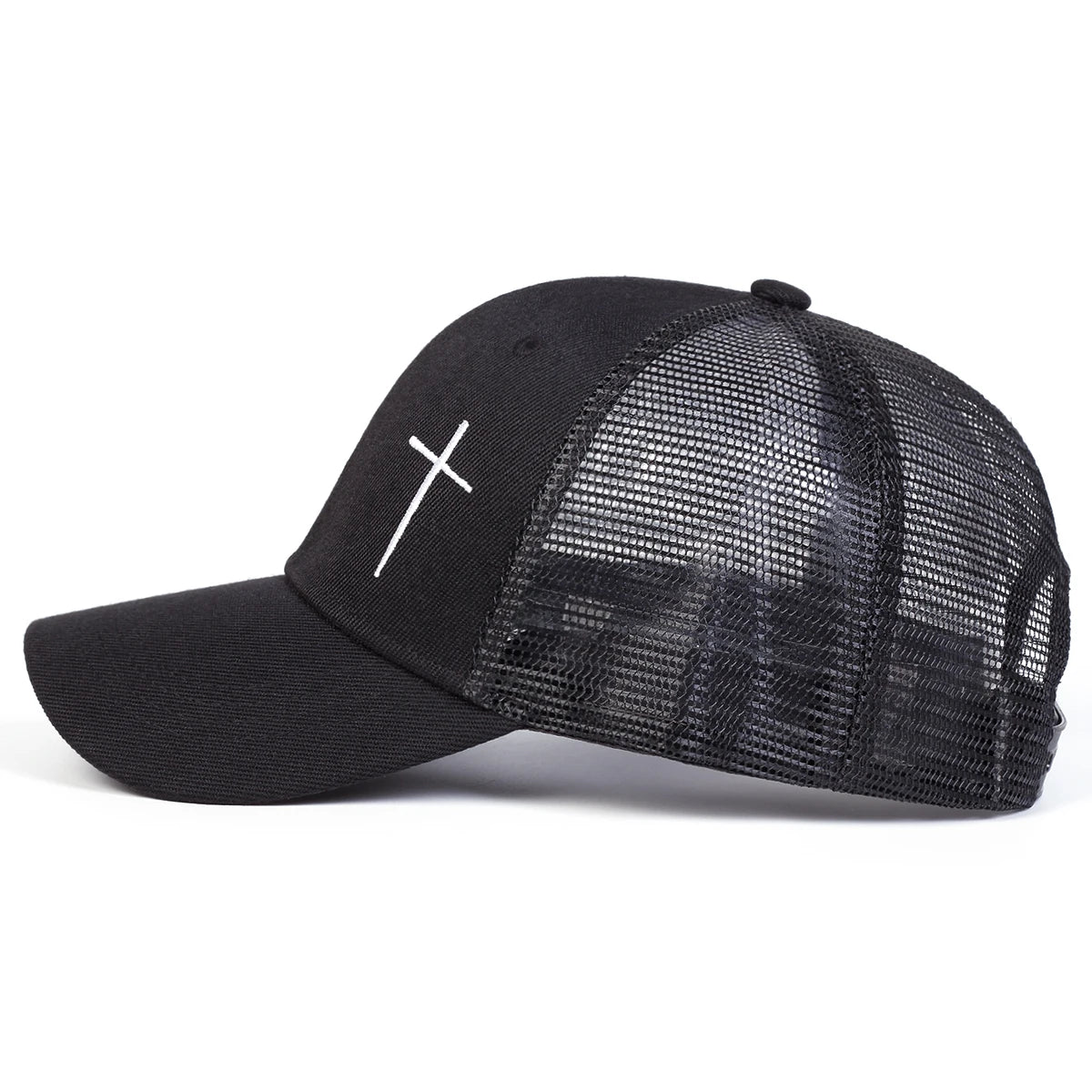Unisex Cross Embroidery Baseball Net Caps Adjustable Casual Hats Spring and Summer Outdoor Sunscreen Hat