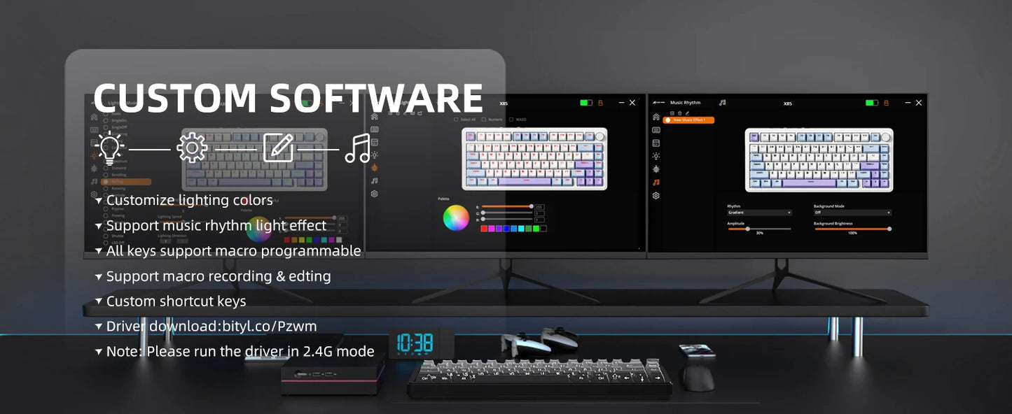 Teclado mecánico ATTACK SHARK X85 Tri-mode Gasket 75% con perilla CNC, acolchado de 5 capas, hot-swappable, retroiluminación RGB y NKRO