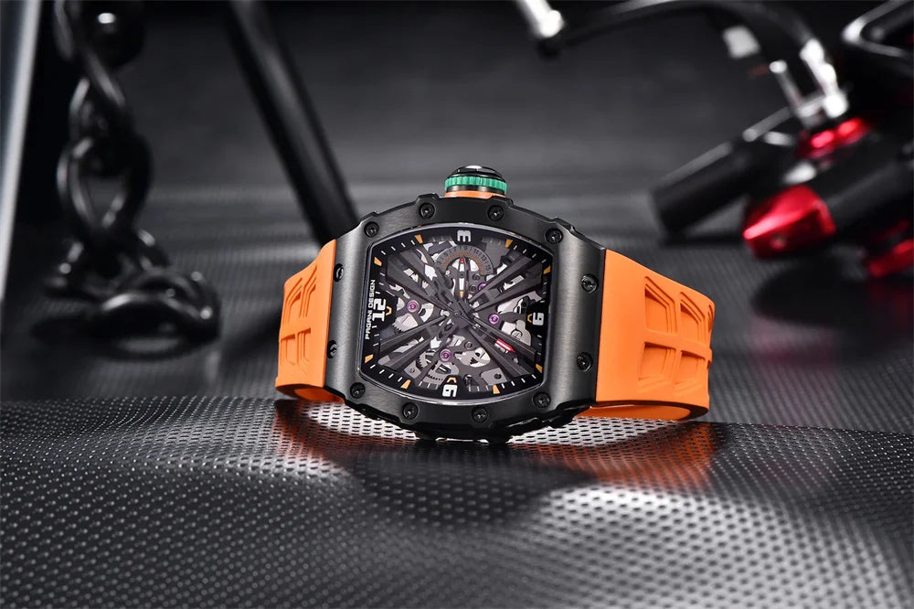 PAGANI DESIGN 42 MM Men's Skeleton Quartz Watch Japan VH65 Sapphire Glass Stainless Steel 50M Waterproof Wristwatches PD1738 New