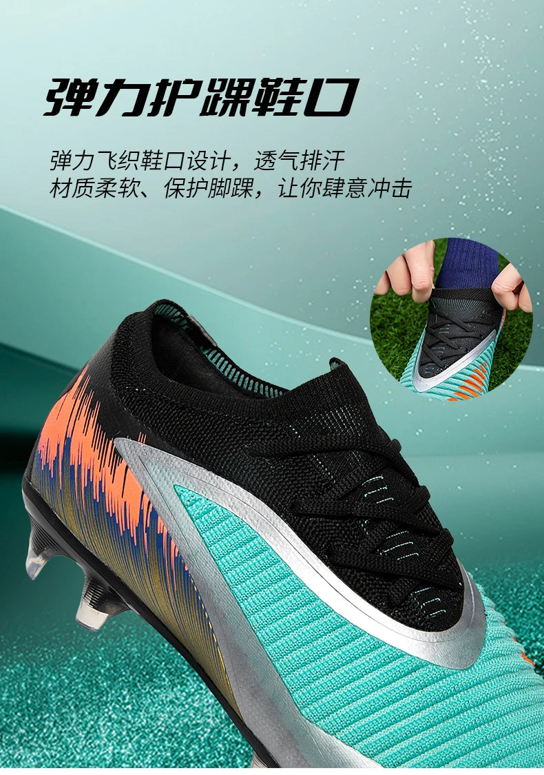 New Men's Football Boots Shoes Match Training Soccer Shoes Non-Slip Cleats Long Spikes FG Ultralight Outdoor Sneakers Drop Shipping