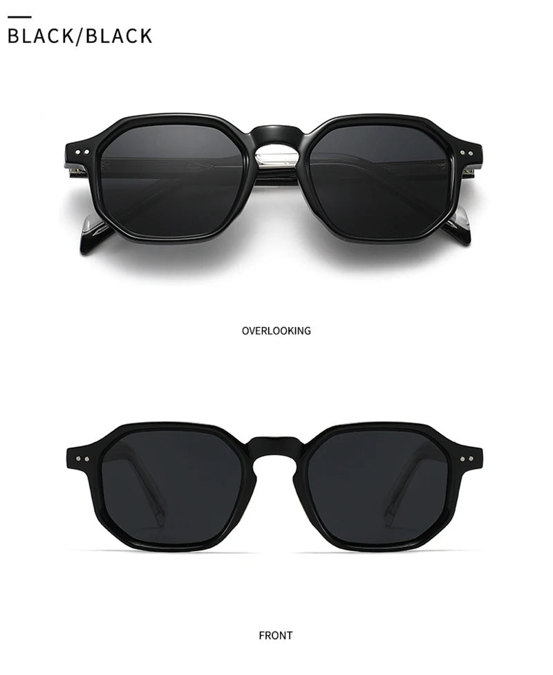 SHAUNA New Polygon Square Men Polarized Sunglasses Retro Rivets Women Blue Green Shades UV400
