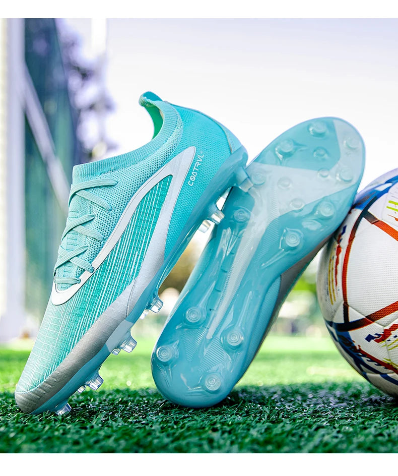 Botas de fútbol para hombre, tacos de exterior transpirables para adultos, antideslizantes, zapatillas deportivas de fútbol con tacos largos para entrenamiento y partido, cómodas para chicos