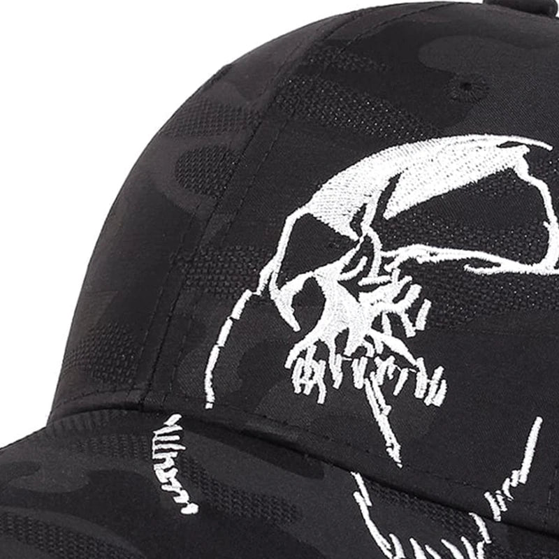 Unisex Skeleton Embroidery Baseball Caps Outdoor Adjustable Spring and Autumn Casual Sunscreen Hat
