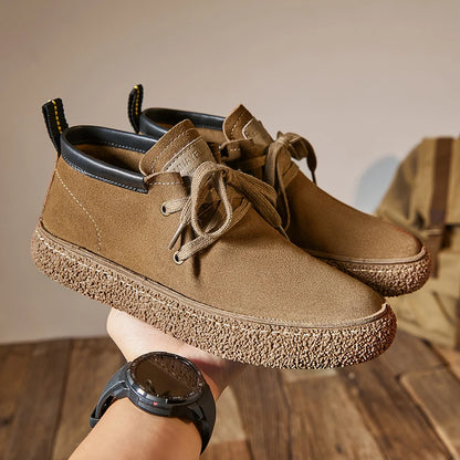 Luxury Brand Men Suede Leather Casual Shoes Genuine Leather Natural Handmade Anti-Skid Design Spring Autumn