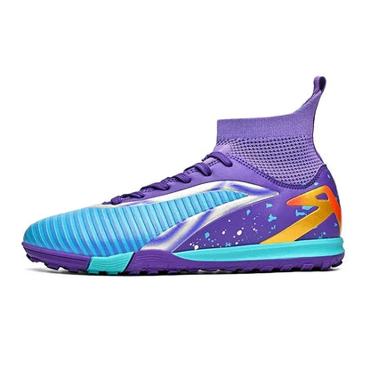 Nouvelles chaussures de football pour hommes, antidérapantes, pour futsal, à haute cheville, pour intérieur et extérieur, chaussures de sport de haute qualité, bottes de football ultralégères antidérapantes