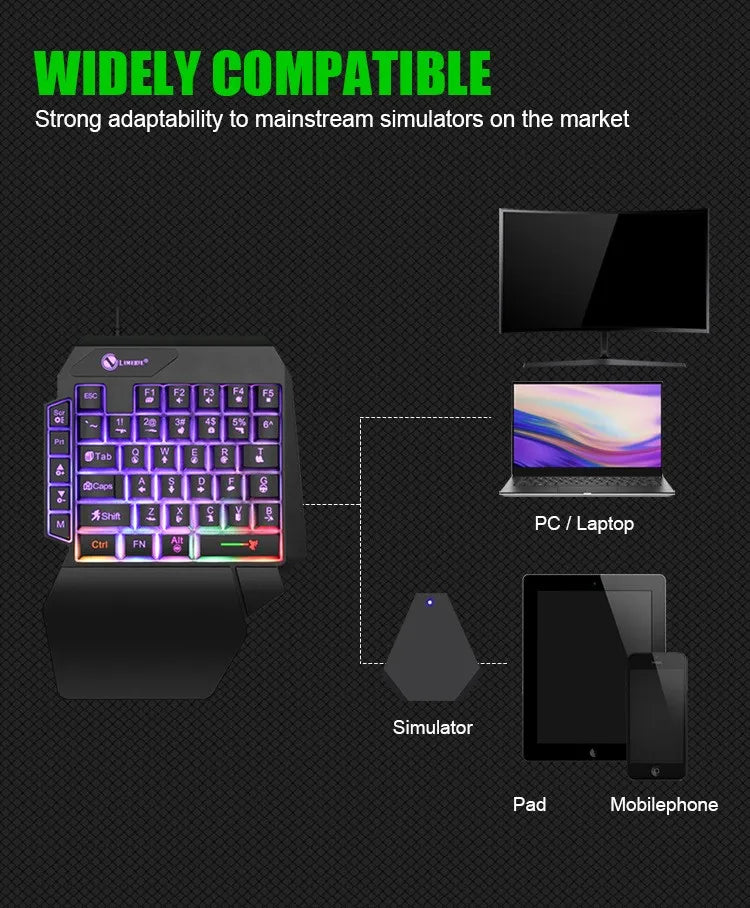 35 Tasten Einhand-Mini-Gaming-Tastatur USB, ultraflache kabelgebundene Tastatur mit Hintergrundbeleuchtung für Laptop, Desktop-PC und Smartphone