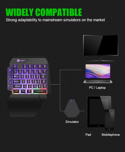 35 Tasten Einhand-Mini-Gaming-Tastatur USB, ultraflache kabelgebundene Tastatur mit Hintergrundbeleuchtung für Laptop, Desktop-PC und Smartphone