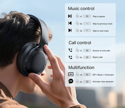 Baseus kabellose Bluetooth 5.3 Over-Ear-Kopfhörer – HiFi-40mm-Treiber, faltbares Headset mit 70H Wiedergabezeit und Spatial Audio