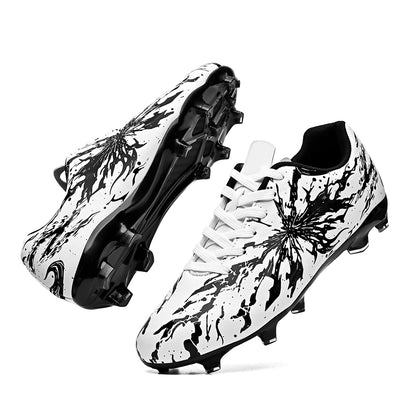 Chaussures de football pour hommes, modèle AG FG Hybrid, avec crampons, tige en PU confortable et semelle absorbant les chocs, idéales pour l’entraînement sur gazon naturel.