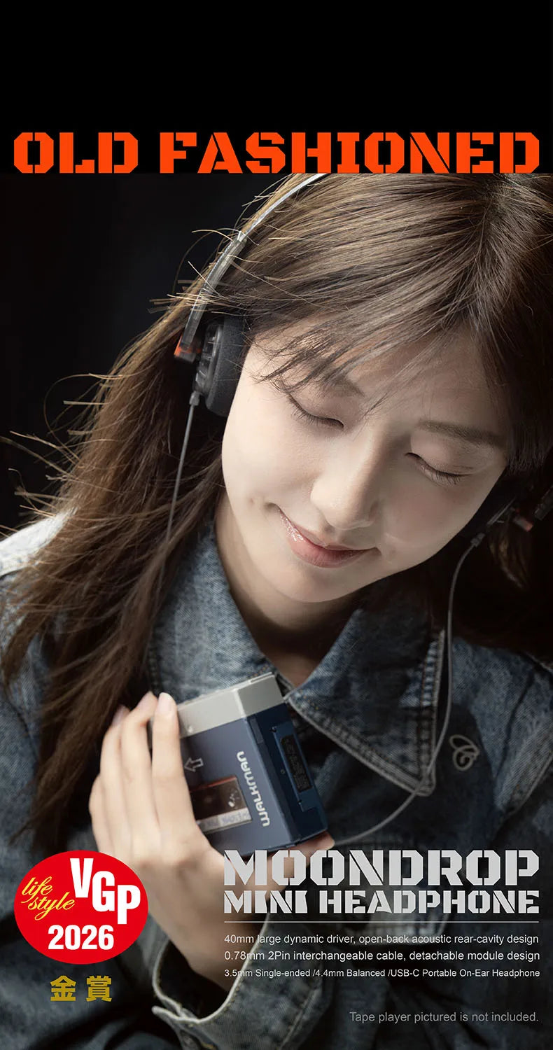 MOONDROP OLD FASHIONED On-Ear Headphone 40mm large dynamic driver 0.78-2pin 3.5mm Plug
