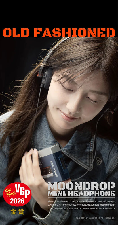 MOONDROP OLD FASHIONED On-Ear Headphone 40mm large dynamic driver 0.78-2pin 3.5mm Plug
