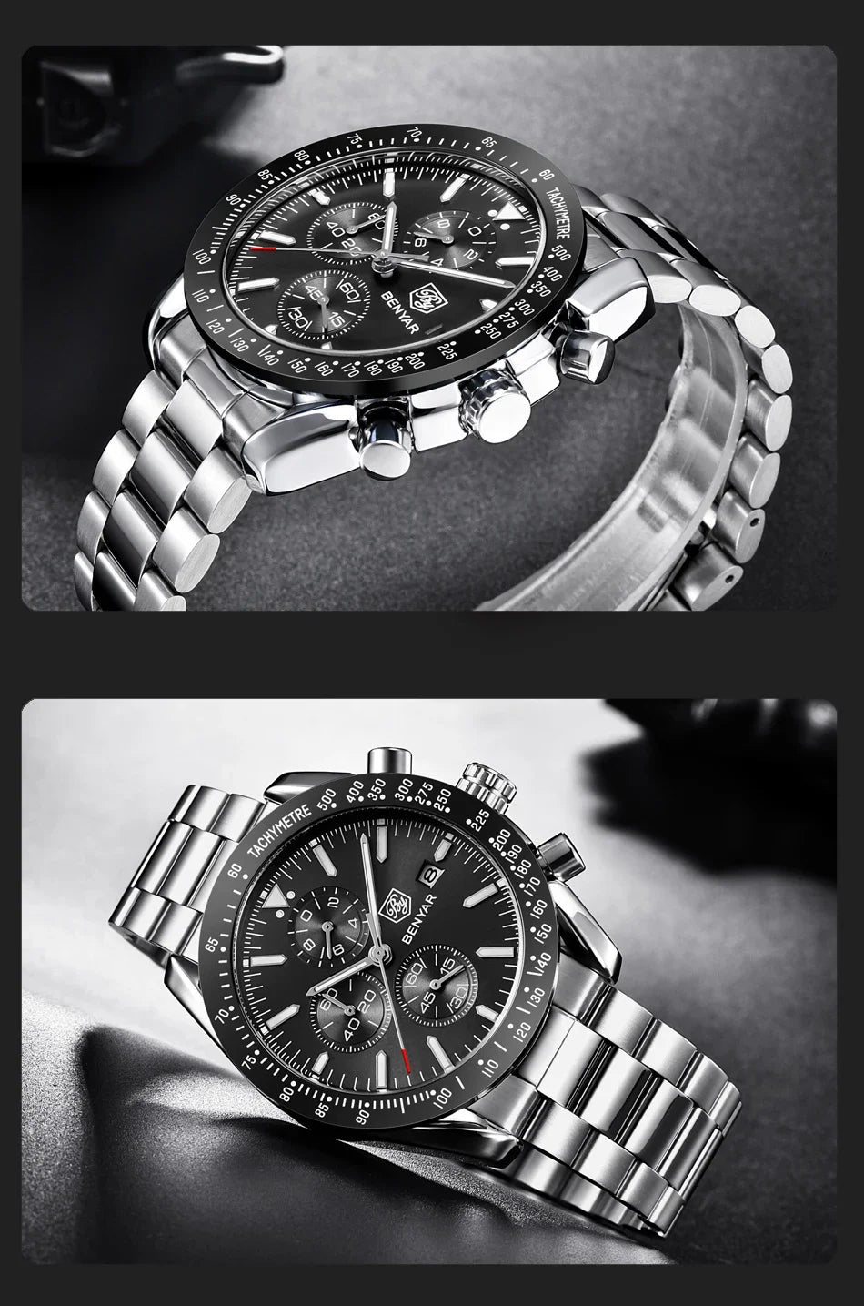 Montre homme BENYAR 5140, montre de sport décontractée, montre à quartz de luxe étanche, chronographe militaire de marque haut de gamme.