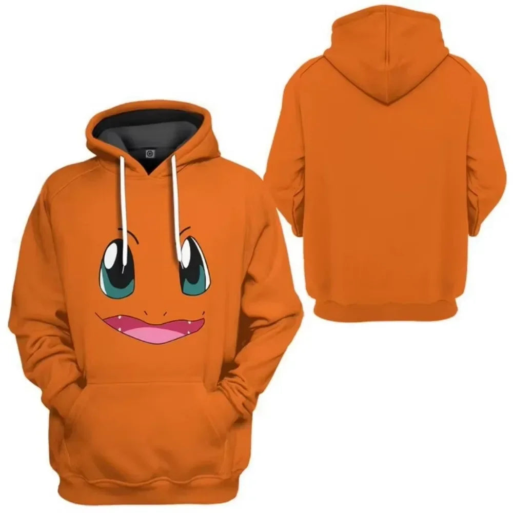 New Pokémon Pikachu Children Printed Top cosplay Hooded Fashion Trendy Casual Long-sleeved Pullover Sweatshirt Birthday Gift