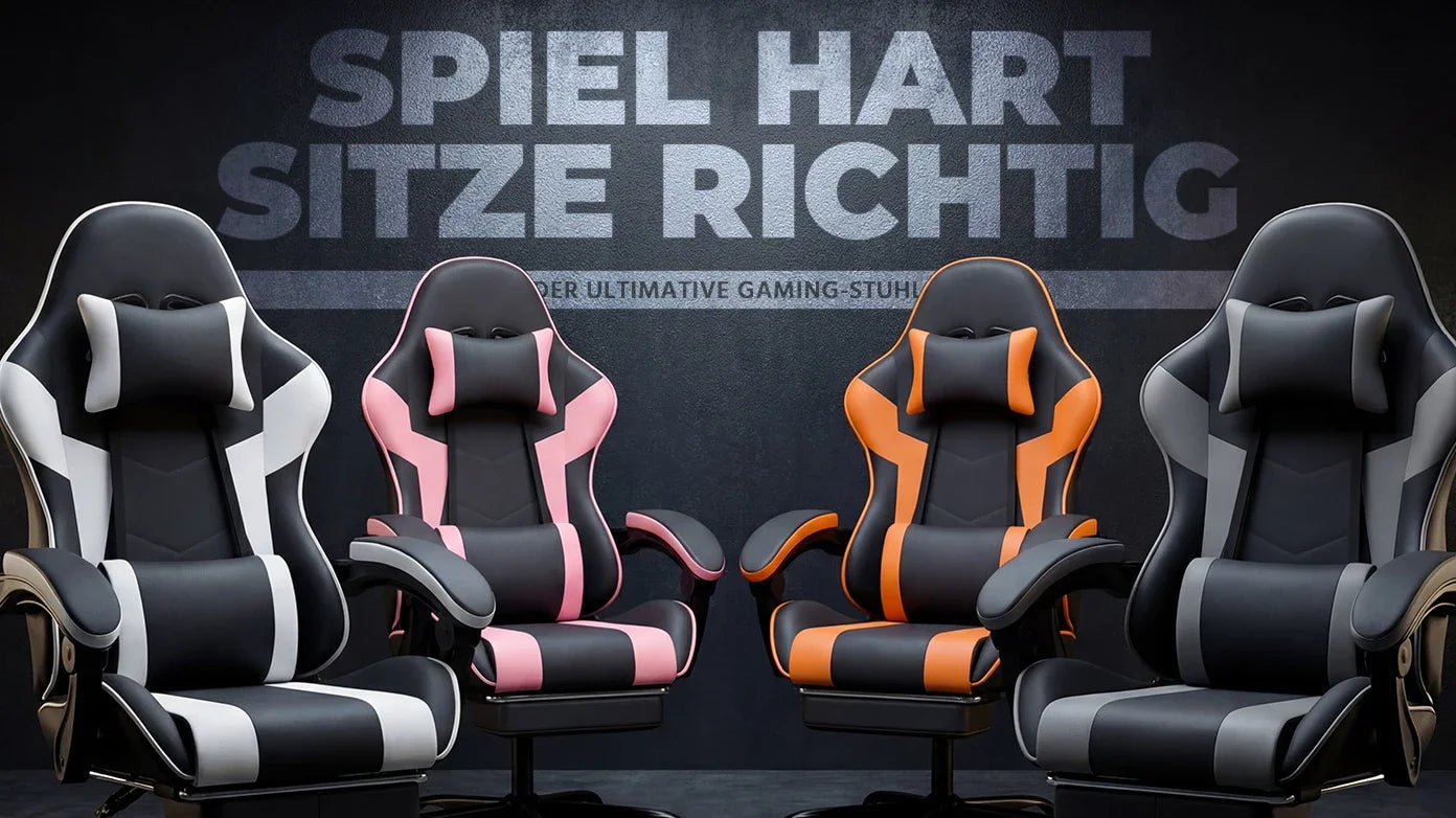Black-Grey Ergonomic Gaming Chair, Lumbar Support, Breathable PU Leather, Adjustable Height & Backrest, 200kg for Office & PC