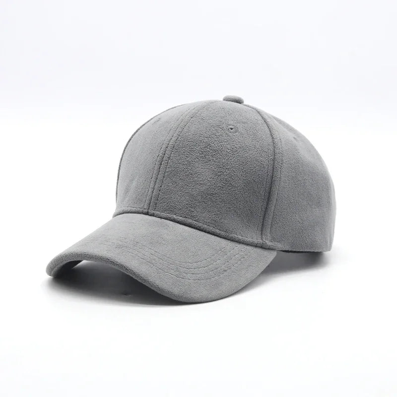 Casquette de baseball en daim en gros, automne-hiver, pour hommes et femmes, casquette unie d'hiver, style urbain, unisexe, ajustable, décontractée, unie, Gorra Caps