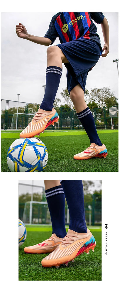 New Men's Football Boots Shoes Match Training Soccer Shoes Non-Slip Cleats Long Spikes FG Ultralight Outdoor Sneakers Drop Shipping