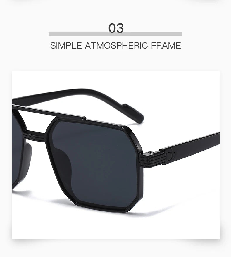 2pcs Trendy Metal Polygonal Pilot Women Sunglasses Luxury Double Beam Men Sunglass Outdoor Driving Shade Sunglasses Unisex UV400
