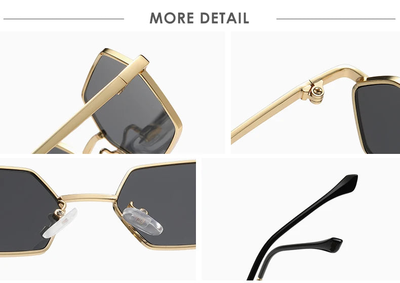 New Personalized Small Frame Polygon Sunglasses Retro Women Square Sun Glasses Fashion Men Street Photography Eyeglasses