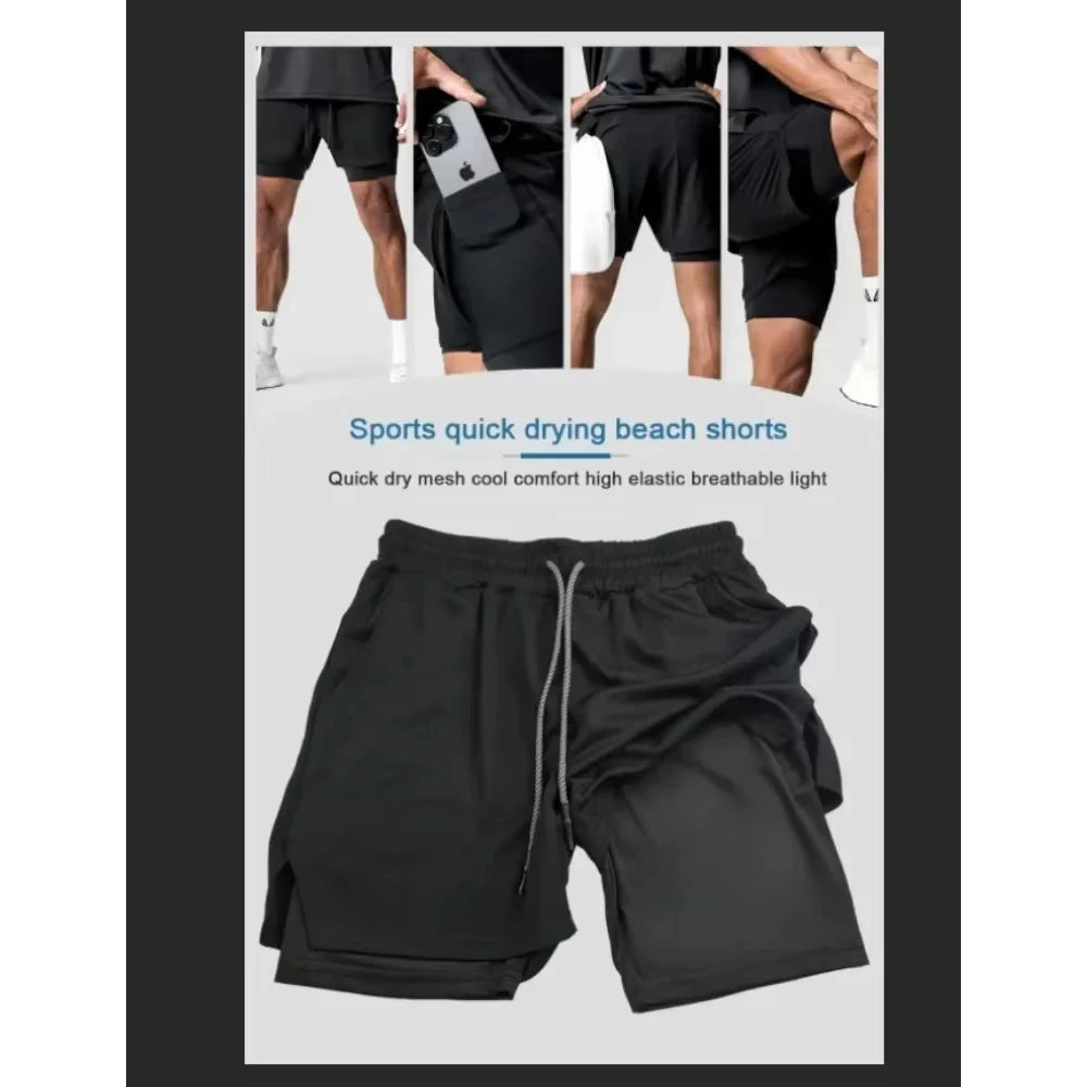 Dragon Ball Hot Blood Anime Peripheral Double-layer Shorts 2025 Men's Comfortable and Breathable Sports Five-point Pants