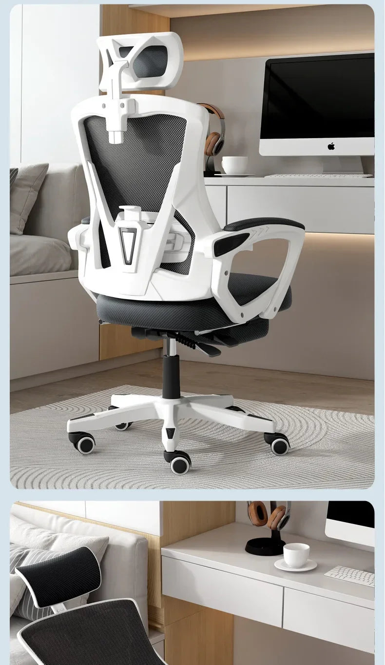 Chaise de jeu ergonomique pour ordinateur, avec dossier inclinable et hauteur réglable, idéale pour les étudiants, les dortoirs et les bureaux à domicile.