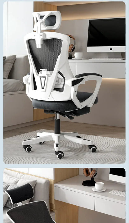 Chaise de jeu ergonomique pour ordinateur, avec dossier inclinable et hauteur réglable, idéale pour les étudiants, les dortoirs et les bureaux à domicile.