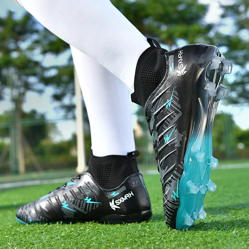 Genuine Double Star Men's High-Top AG Long Stud Football Boots, Professional Match and Training Shoes for Teenagers and Adults