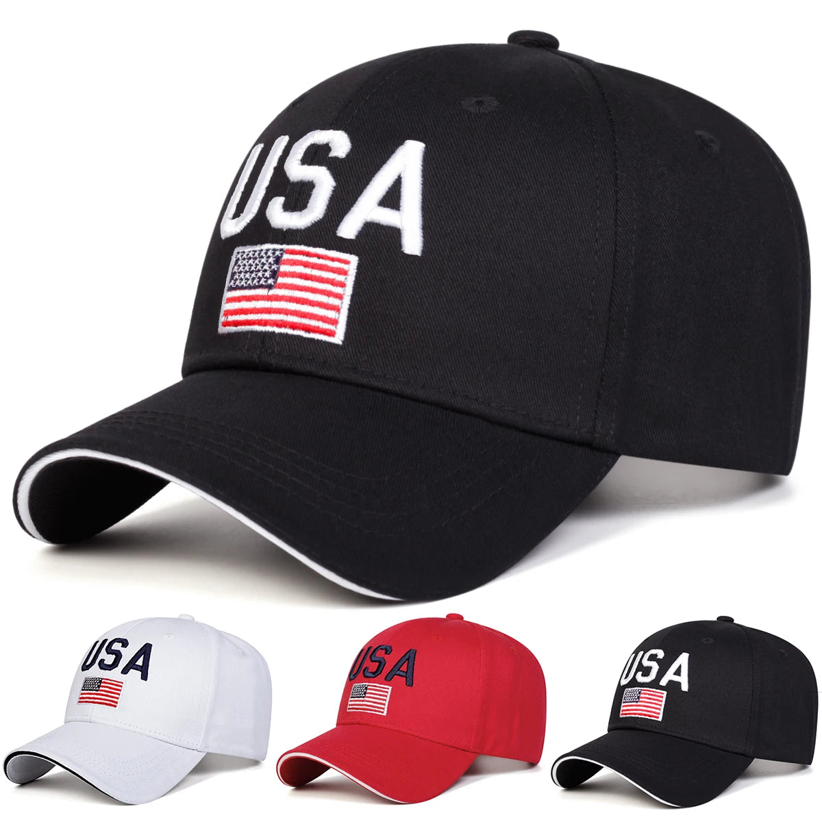 Unisex USA Letter Embroidery Baseball Caps Spring Autumn Outdoor Adjustable Casual Hats Sunscreen Hat Sports Cap
