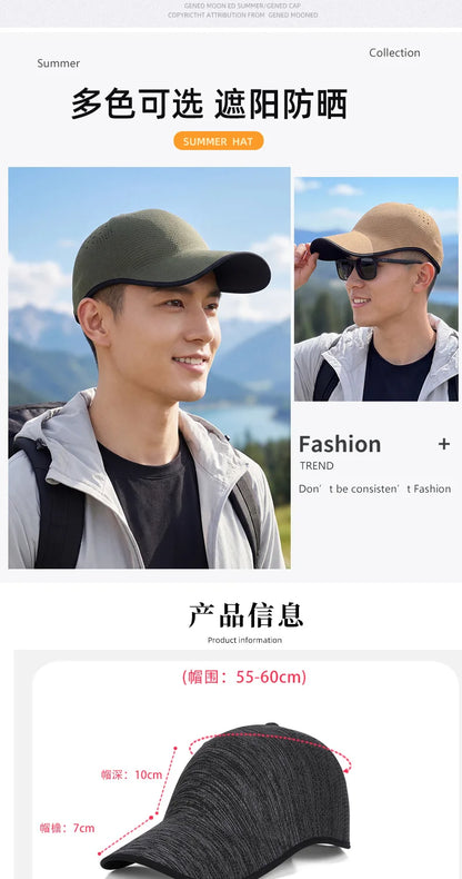 Seamless Baseball Cap for Men Quick Drying Packable Sports Hat Outdoor Fishing Climbing Sport Lightweight Visor Cap Sun Hat