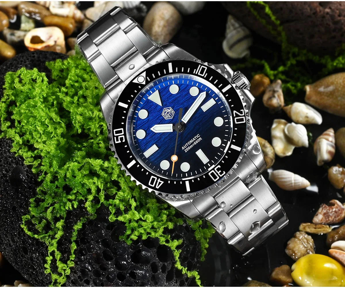San Martin 2026 Men Diver Watch 38mm Wave Texture Dial Miyota 90S5 Automatic Mechanical Luxury Wristwatch Waterproof 200m SN0126
