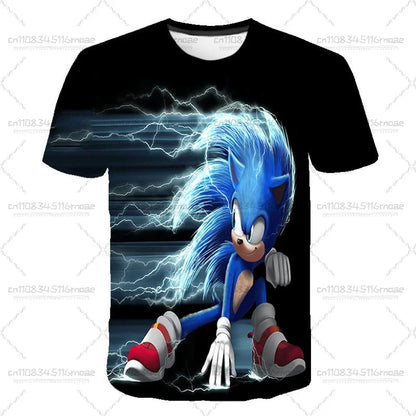 Men T Shirt Women Tee Boys Girls Top Adults Children Parent Child quick dry kid Tshirts Sonic Anime 3D Digital Printed Pattern