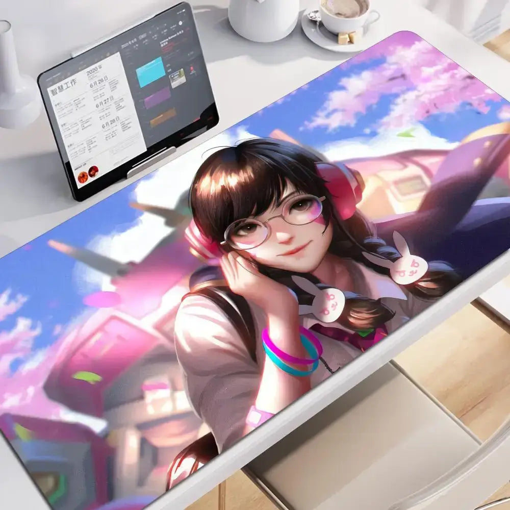 Anime-Gaming-Girl Overwatch großes Mauspad 900x400 Laptop Büro Gummi weiche Schreibtischunterlage Computer-Tastatur HD-Druck Mousepad XXL
