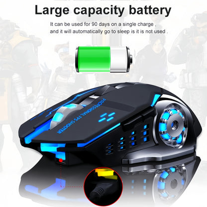Ratón gaming inalámbrico recargable – Bluetooth/USB silencioso, retroiluminación RGB, e-sports para PC