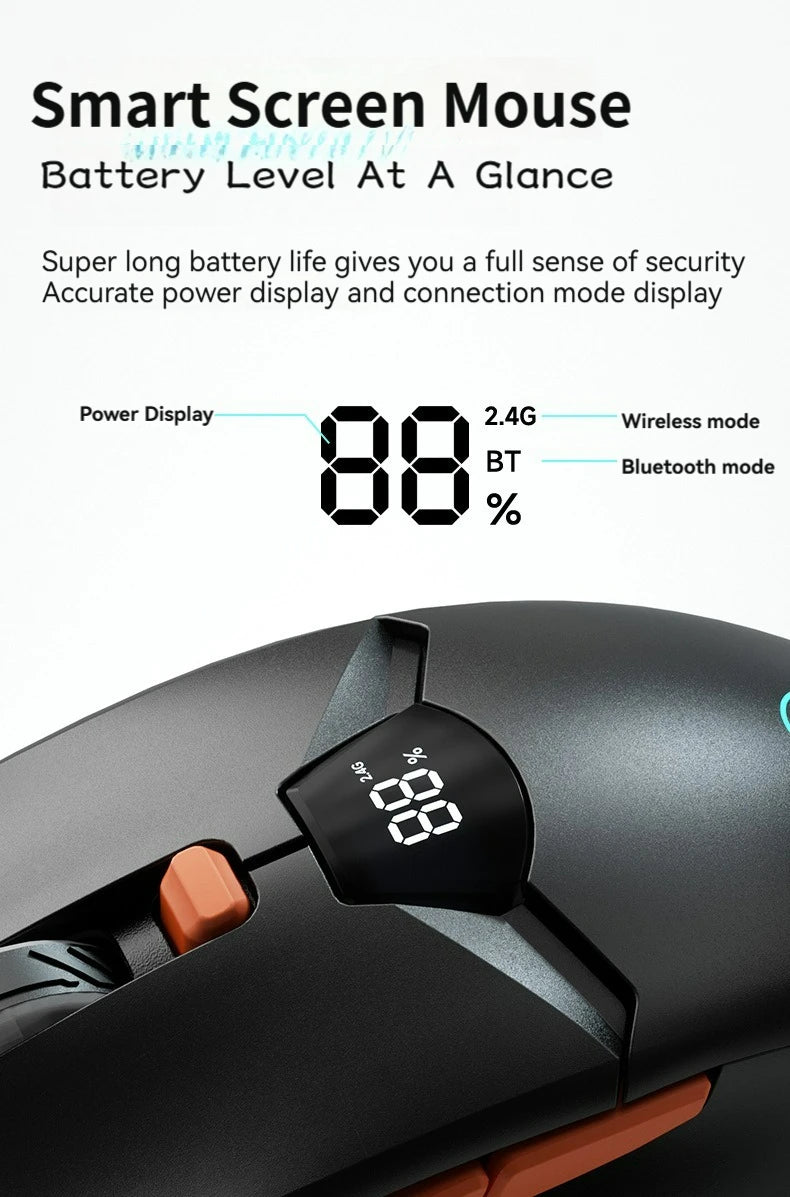 Kabellose Bluetooth-Maus, intelligentes Bildschirm-Display, Dual-Mode-Stummschalttaste, 600mAh Lithium-Akku, Office-Maus für Tablet und Notebook