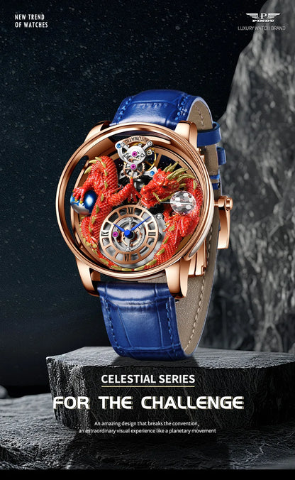 Relógio masculino PINDU Design 2025 NOVO Diamond Tourbillion, relógio de luxo Astronomia de marca premium, quartzo, vidro de safira, impermeável
