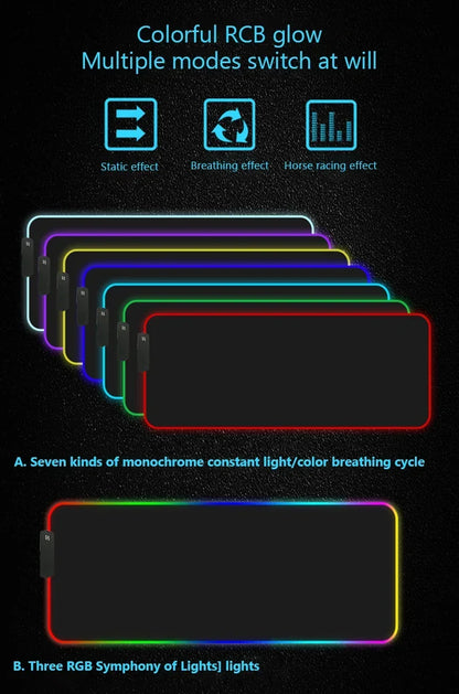 RGB Mouse Pad Game World Of Warcraft Large Table Pad Computer Accessories XXL Laptop Antislip Keyboard Pad LED Backlight Deskmat