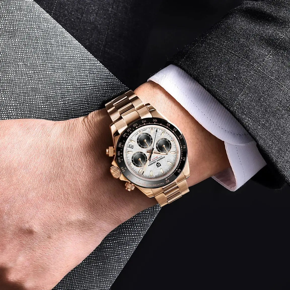 PAGANI DESIGN 2025 New Men's Watches Luxury Rose Gold Quartz Watch For Men 100M Waterproof Sports Chronograph Wristwatch Men