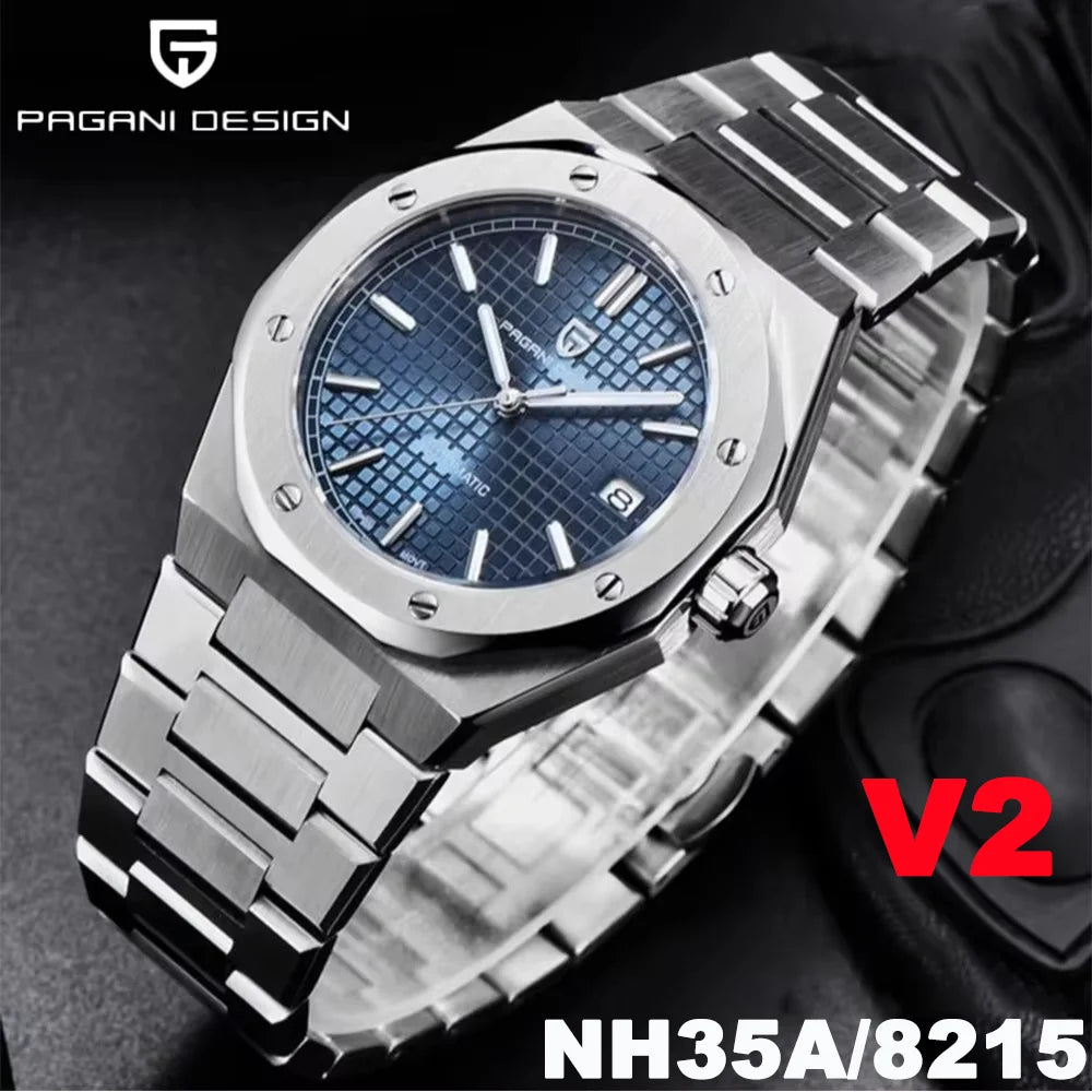 PAGANI DESIGN 8215 Men's Automatic Mechanical Watch 40MM Sapphire Stainless Steel Waterproof 10Bar Luminous C3 Reloj Hombre
