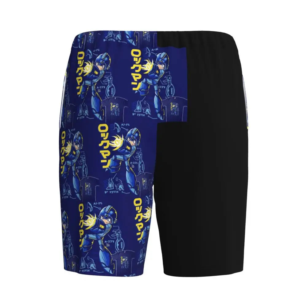 Custom Megaman Video Game Mega Man Short Pajama Pants Men Sleepwear Sleep Lounge Bottom Shorts Sleeping Pants