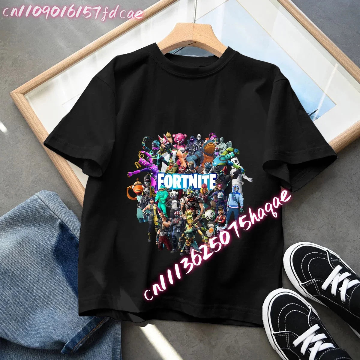 Fortnites Kids Black Cotton T Shirt Fortress Night Baby Short Sleeve Tees Shirt Cartoon Boy Girl Summer Clothes Kawaii Tops Gift