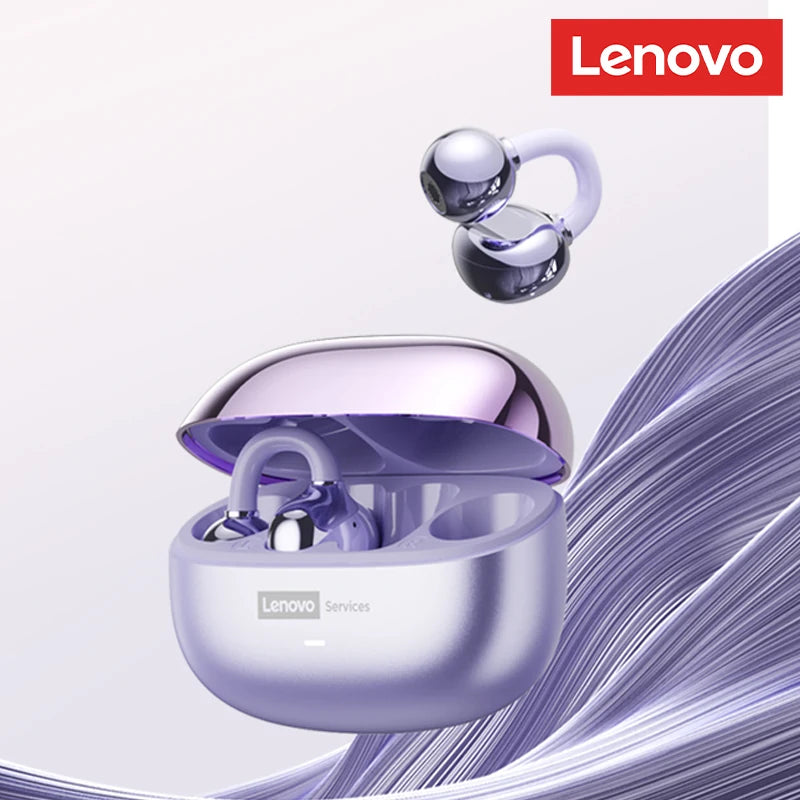 Auscultadores Bluetooth sem fios Lenovo LE302 6.0 com longa autonomia, auriculares desportivos com clip de orelha, som estéreo HIFI e cancelamento de ruído